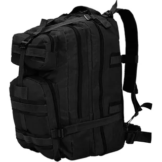 vidaXL Army Rucksack Armee-Stil Reißfest Witterungsbeständig Kampfrucksack Armeerucksack Bundeswehr Trekking Wandern Outdoor 50L Schwarz - 30 x (15 + 10 + 8) x 50 cm