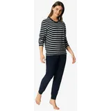 SCHIESSER Casual Essentials Pyjama Gestreift Nachtblau/Weiß S