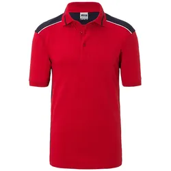 Herren Workwear Polo Kontrast - Farbe rot, blau - Größe XS