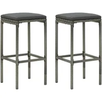 vidaXL Barhocker mit Kissen 2 Stk. Grau