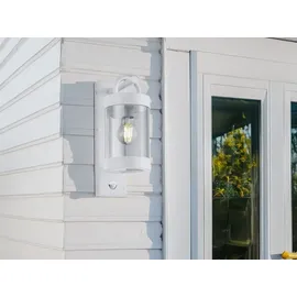 meineWunschleuchte Außenwandlaterne aus Aluminium Weiß Höhe 33cm