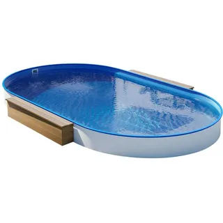 POOL Total Stahlwand-Pool oval 450 x 250 x 120 cm blau inkl. Bodenschienen