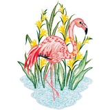 W Reuter & Sohn - Plauener Spitze® W. Reuter & Sohn - Plauener Spitze® Fensterbild Fensterbild "Flamingo" farbig