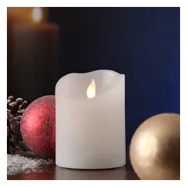 MARELIDA LED Kerze Rustik-Optik 10 cm weiß