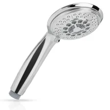 Intirilife Duschkopf Handbrause mit 5 Funktionen in Silber - Universaler Brausekopf mit umweltfreundlicher Wasser-Stopp-Funktion Duschbrause