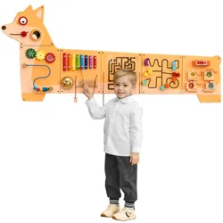 VEVOR Aktivitätswand Welpenmotiv Spieltafel Motorikbrett Wandtafel 12 Spiele