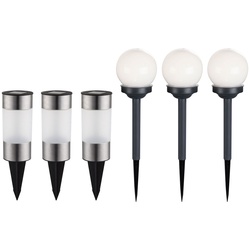 6er Set LED Solar Kugel Steck Lampen Garten Terrassen Beleuchtung Erdspieß Leuchten Edelstahl