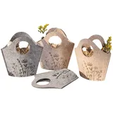 Dekoleidenschaft Geschenkbox "Blumenwiese" Filztasche beige & grau, Filz Osterkörbchen, Filzbeutel (4 St., im Set), aus recyceltem PET beige|grau
