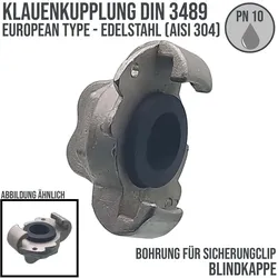 Klauen Kupplung Blind Kappe Edelstahl AISI 304 European Type Abstand 42 mm Bohru...