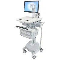 Ergotron Wagen für LCD-Display / Tastatur / Maus / CPU / Notebook / Kamera / Scanner (off, Notebookwagen, Grau, Weiss, Silber
