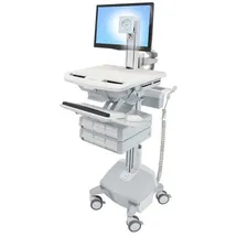 Ergotron Wagen für LCD-Display / Tastatur / Maus / CPU / Notebook / Kamera / Scanner (off, Notebookwagen, Grau, Weiss, Silber