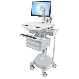 Ergotron Wagen für LCD-Display / Tastatur / Maus / CPU / Notebook / Kamera / Scanner (off, Notebookwagen, Grau, Weiss, Silber