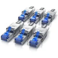 Primewire 6x Netzwerk-Adapter RJ-45 (Ethernet) zu Netzwerkkabel, Netzwerkstecker RJ45 CAT 8 - Gigabit Ethernet LAN Kabel - 40 Gbit/s, silber