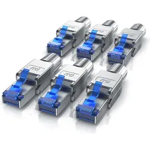 Primewire 6x Netzwerk-Adapter RJ-45 (Ethernet) zu Netzwerkkabel, Netzwerkstecker RJ45 CAT 8 - Gigabit Ethernet LAN Kabel - 40 Gbit/s, silber