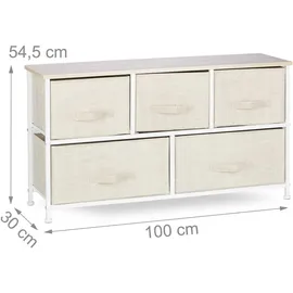 Relaxdays Schubladenbox Metall und Holz 100 cm x 54,5 cm x 30 cm beige