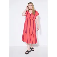 Studio Untold Midikleid Streifen Hibiskusrot 54/56