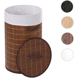 Mendler Wäschekorb HWC-C21, Laundry Wäschebox Wäschesammler Wäschebehälter Wäschetonne, Bambus rund 59x35cm 50l ~ braun
