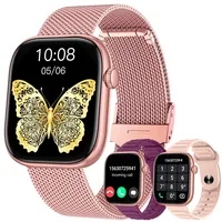 Smartwatch Damen Armbanduhr Uhr Uhren: 1,83" Eckig Touchscreen Rosa Smartwatch Frauen mit Metallarmband Telefonfunktion Wasserdicht Herzfrequenz Schlaf Sport Fitnessuhr Schrittzähler Damenuhr Geschenk