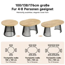 stilvora Ausziehtisch 120 x 76 x 80 cm Eichenfarbe/schwarz