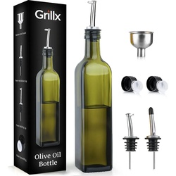 GrillX Olivenölflasche mit Ausgießer inklusive Ausgießer, Trichter und Zubehör.
