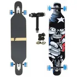 FunTomia Longboard Longboard in 3 Flex Stufen Camber Ahornholz + T-Tool mit LED Rollen, Camber Twin Tip