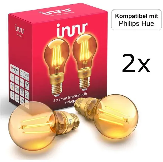 Innr E27 Smart Filament LED Lampe 2x 2er Pack Bundle Vintage Lampe