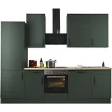 WIHO KÜCHEN Küchenzeile »"Simi", mit verstellbaren Füßen, Breite 280 cm,«, wahlweise mit E-Geräten, Soft-Close-Funktion in Schubkästen & Auszügen grün