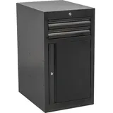 Unior, Werkstattschrank, Schubladenschrank, schmal, mit Tür und 2-Schubladen 990NDD2-BLACK (65 cm, 87 cm)