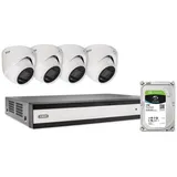 ABUS TVVR33843D 8-Kanal – 4X Mini-Dome Kameras + Hybridrekorder mit 1TB HDD – Analog HD, Bewegungserkennung, Nachtsicht, App-Zugriff, inkl. Kabel & Netzteile,