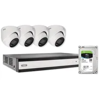 ABUS TVVR33843D 8-Kanal – 4X Mini-Dome Kameras + Hybridrekorder mit 1TB HDD – Analog HD, Bewegungserkennung, Nachtsicht, App-Zugriff, inkl. Kabel & Netzteile,