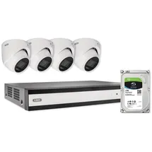 ABUS TVVR33843D 8-Kanal – 4X Mini-Dome Kameras + Hybridrekorder mit 1TB HDD – Analog HD, Bewegungserkennung, Nachtsicht, App-Zugriff, inkl. Kabel & Netzteile,