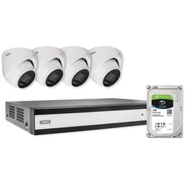 ABUS TVVR33843D 8-Kanal – 4X Mini-Dome Kameras + Hybridrekorder mit 1TB HDD – Analog HD, Bewegungserkennung, Nachtsicht, App-Zugriff, inkl. Kabel & Netzteile,