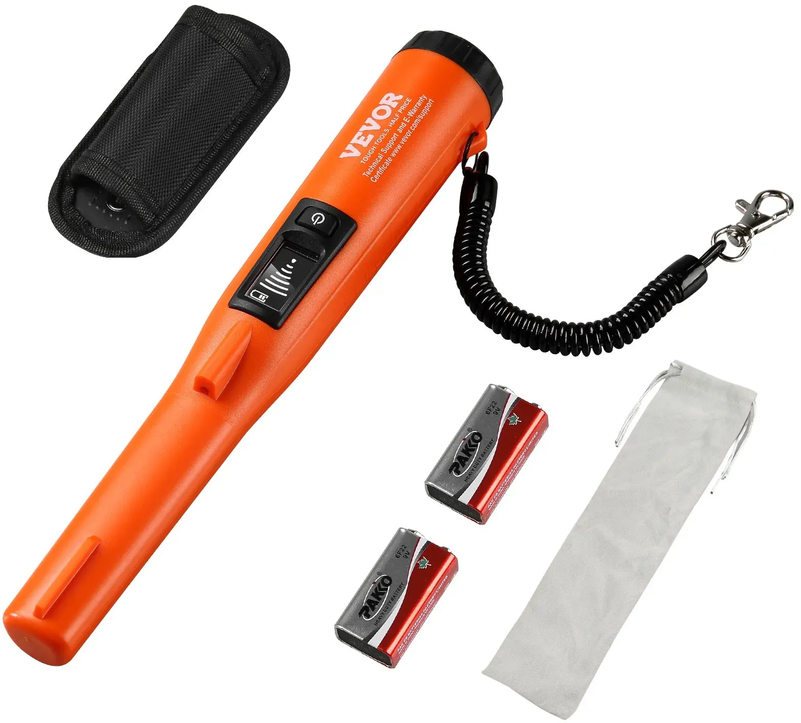 VEVOR Metalldetektor Pinpointer IP68 Komplett Wasserdichter Metallsuchgerät 3 Modi Propointer Schatzsuche mit LCD/Ton/Vibration/Ton + Vibration 9V Batterie & Samtbeutel Inklusive