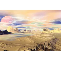 Fototapete PAPERMOON "PLANETEN-FUTURISTISCH WELTRAUM MOND GALAXIE UNIVERSUM", bunt, B:3,50m L:2,60m, Vlies, Tapeten