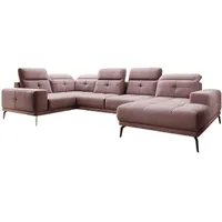 Luxusbetten24 Sofa Designer Sofa Nerio, mit verstellbarer Kopf- und Rückenlehne rosa