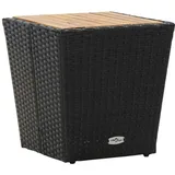 vidaXL Beistelltisch Schwarz 41,5×41,5×43 cm Poly Rattan & Massivholz
