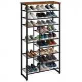 Relaxdays Schuhregal 75 x 172,5 x 30 cm 10 Ebenen / Braun/Schwarz