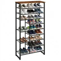 Relaxdays Schuhregal 75 x 172,5 x 30 cm 10 Ebenen / Braun/Schwarz