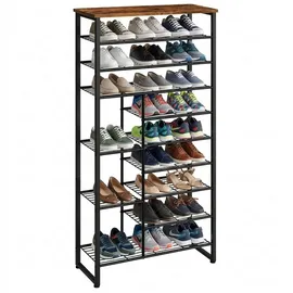 Relaxdays Schuhregal 75 x 172,5 x 30 cm 10 Ebenen / Braun/Schwarz