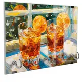 DEQORI Schlüsselbrett 'Zitruszauber am Fenster', (1 St), Schlüsselhalter Schlüssel Haken Schlüsselboard modern Schlüsselleiste gelb|orange
