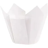 DEMMLER Muffin-Tulip-Wraps - Muffinförmchen - Tulipförmchen - Tulpen Form - Farbe: Weiß - Größe: 14 x 14 x 14 cm - 24 Stück - Made in Germany