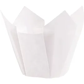 DEMMLER Muffin-Tulip-Wraps - Muffinförmchen - Tulipförmchen - Tulpen Form - Farbe: Weiß - Größe: 14 x 14 x 14 cm - 24 Stück - Made in Germany