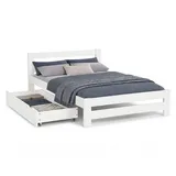 Homestyle4u Doppelbett 140 x 200 cm Weiß