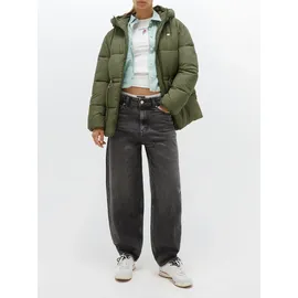 Tommy Hilfiger TOMMY JEANS TJW HOODED MIDI PUFFER JACKET", Damen, Gr. XS (34), grün grün), (Zinngrün), XS - XS