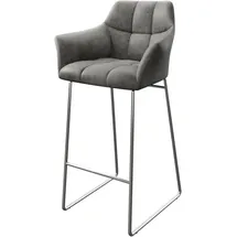DeLife Barstuhl Yulo-Flex Vintage Grau Kufengestell Edelstahl