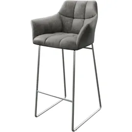 DeLife Barstuhl Yulo-Flex Vintage Grau Kufengestell Edelstahl