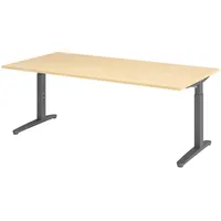 Bümö Schreibtisch Ahorn, Graphit, Nachbildung,Ahorn, Rechteckig, 200x74x100 cm, FSC