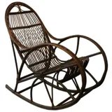 Casa Padrino Luxus Schaukelsessel Dunkelbraun 53 x 120 x H. 115 cm - Handgefertigter Rattan Schaukelstuhl mit Armlehnen - Wohnzimmer Möbel - Garten Möbel - Rattan Möbel - Luxus Möbel