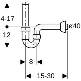 Geberit Rohrbogengeruchsverschluss für Waschbecken und Bidet, Abgang horizontal PP, weiß