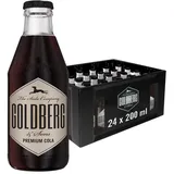 GOLDBERG Premium Cola – 24 x 0,2 l Glasflaschen in Mehrwegkiste – Mit Karamell- & Citrusnoten – Perfekt für Cocktails, Longdrinks & alkoholfreie Mixgetränke